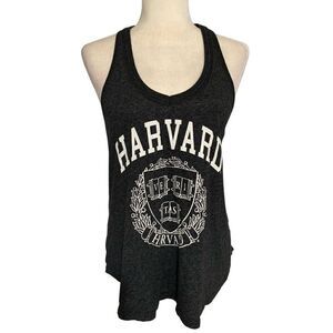 U- Trau Harvard University Womens Heather Black V Neck Tank Top